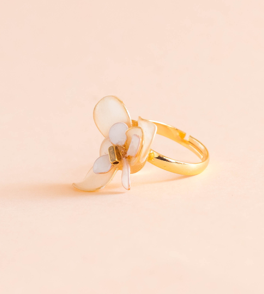 Anillo Orquídea ivory