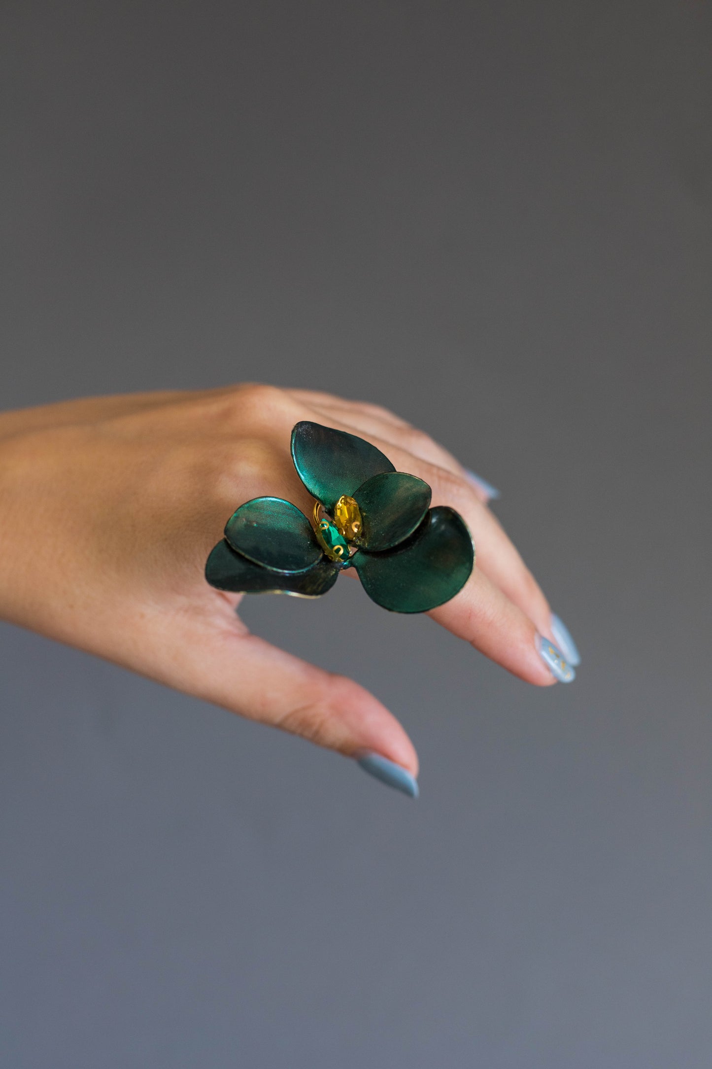 Anillo Orquidea Maxi Verde