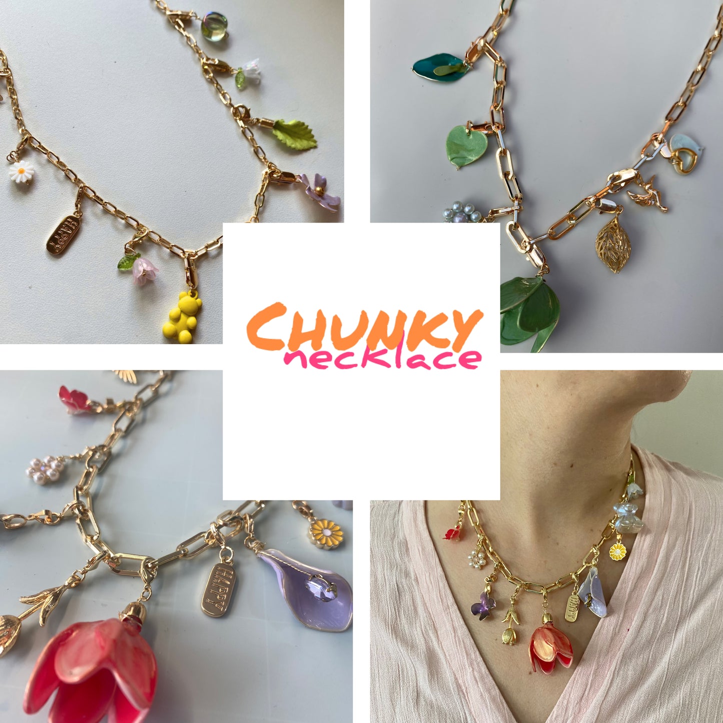 Chunky Necklace Pink Fluor